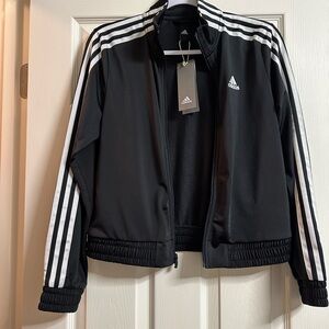Adidas Black Track Jacket with White Stripes